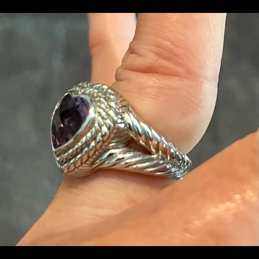 Judith Ripka Faceted Amethyst Heart Ring - Picture 2 of 6
